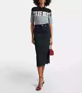 Gonna Midi Agolde Della Denim Nera 28 Nuova con etichette $238 - Foto 1 di 5