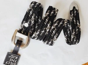 Billy The Kid Boy's Braided Belt Size LARGE (28-30) Silver Hardware New Black - Picture 1 of 2