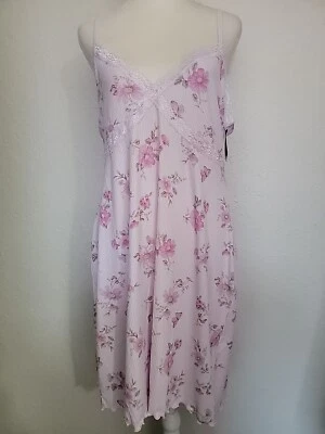 LAURA ASHLEY Women's Lg Lace Trim Floral Chemise NWT Stretch Fabric  - Image 1 of 4