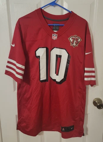 Nike Mens Jimmy Garoppolo 49ers #10 NFL Jersey Stitched $150 MSRP Sz Large Red Cover
