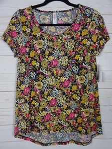 Top floral Lularoe clásico para mujer negro con amarillo y rosa talla XS NUEVO CON ETIQUETAS - Imagen 1 de 3