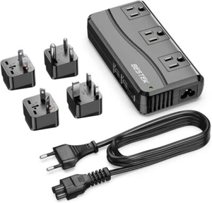 BESTEK Universal Travel Adapter 100-220V to 110V Voltage 02 EU Plug Black  - Picture 1 of 8