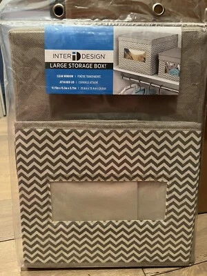 I-Design Large Collapsible 11.75 X 15.5 X 9.75 Gray Chevron Flip Lid NWT - Image 1 of 4