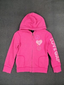 Gap zip up hoodie zip up kids size large 10 yrs old peace happy - Picture 1 of 14