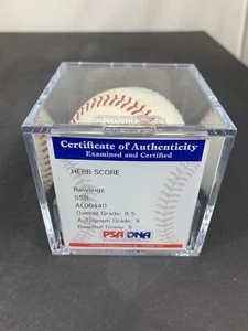 Herb Score, ROY 1955, Autograph MLB Baseball PSA Grade 9 “MINT”, Overall  8.5 - Picture 1 of 7