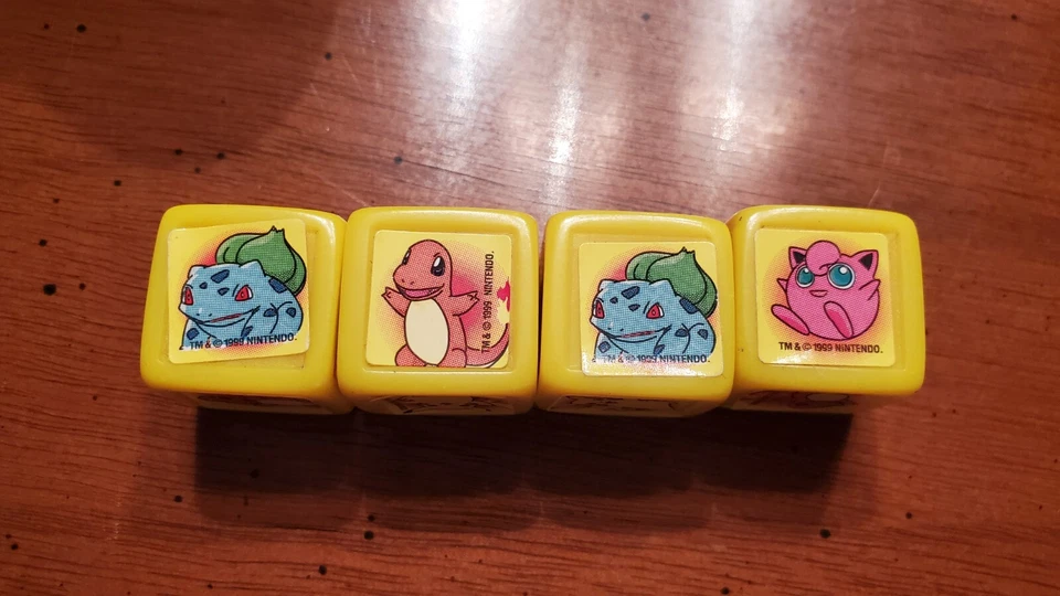 Pokemon Yahtzee Jr. 4 Replacement Dice Milton Bradley Lot 1999 Pikachu Squirtle - Image 1 of 1
