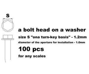 RESIN 1.2mm HEX BOLT ON WASHER, 100pcs for TAMIYA AOSHIMA DOYUSHA REVELL FUJIMI - Foto 1 di 1