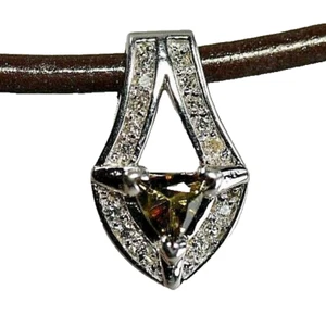14k White Gold Natural Andalusite and Diamond Pendant Art Deco Style - Picture 1 of 8
