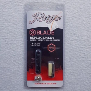 Rage 3-Blade Expandable Broadhead Kore Replacement Blade Kit 100gr Shock Collars - Picture 1 of 6