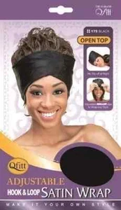 Qfitt Adjustable Satin Wrap - Night Cap - Style #175 Black - (3pcs) - Photo 1 sur 1