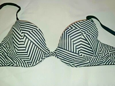 Victoria Secret PINK Bra 34A wear everywhere demi tshirt paded white lined black - Image 1 of 4