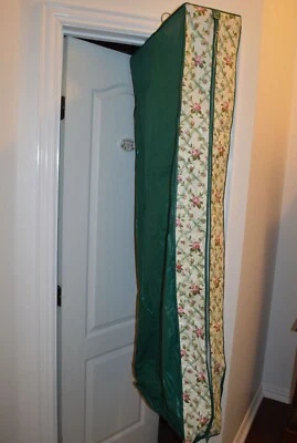 BOLSA DE ALMACENAMIENTO COLGANTE VINTAGE AÑOS 40-50 CREMALLERA LARGA VERDE ROSA ESTAMPADO FLORAL Foto 1 de 4