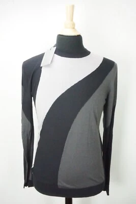 Suéter Tejido Giorgio Armani Etiqueta Negra Azul Gris Mezcla Seda Talla 48 NUEVO Foto 1 de 4