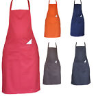 Chefs Aprons Plain Front Pockets Kitchen Butcher cooking BBQ Stuff Full Aprons