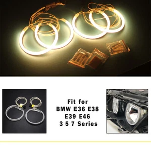 For BMW E46 E39 E38 E36 Angel Eye Halo Light Ring CCFL Yellow Warm White - Picture 1 of 6