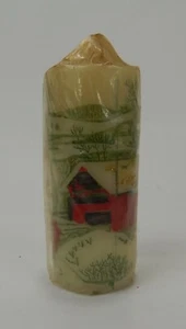 Vintage Holiday Elegance Holiday Christmas Cylinder Candle 6" Made in Hong Kong - Picture 1 of 6