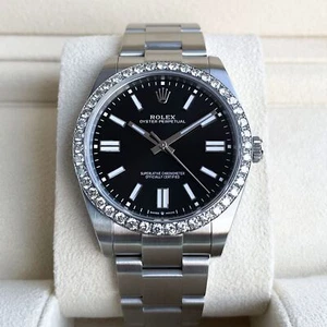 Rolex Oyster Perpetual 41mm Full Set 2023 UNWORN Diamanten 124300 Schwarz Diamon - Bild 1 von 12
