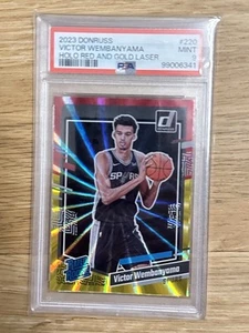 VICTOR WEMBANYAMA 2023 PANINI DONRUSS RED GOLD LASER RATED ROOKIE PSA 9 SPURS - Bild 1 von 2