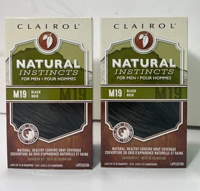 2x Clairol Natural Instincts for Men M19 Black Ammonia-Free Hair Color Kit - NEW - Image 1 of 4