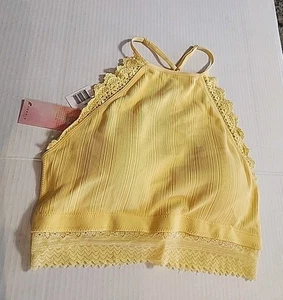 Yellow Lace Halter Bralette Medium/Large By Fornia Strappy Back LC-BRA-GHAZE - Picture 1 of 19