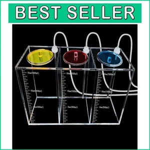 3-Grid Acrylic Reservoir for Aquarium Dosing - 4.5L Capacity with Colorful Lids - Picture 1 of 8