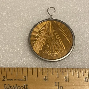 VINTAGE GELBER GUILLOCHIERTER EMAILLE AUF METALL HANDSPIEGEL FÜR TASCHE ODER HANDTASCHE - Bild 1 von 10