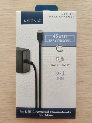 Insignia 45W 8 ft. USB-C Wall Charger Black NEW - Image 1 of 3