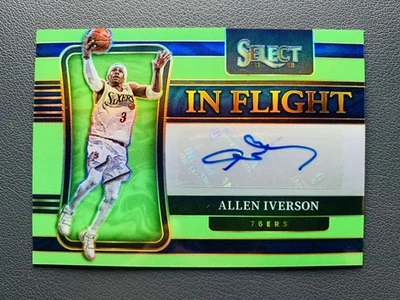2021-22 Panini Select Allen Iverson In Flight Green Prizm Auto /99 HOF - Image 1 of 2