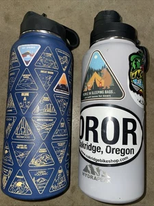 2 HydraPeak Stainless Steel Water Bottles Tumblers Blue Gray Travel Hiking - Picture 1 of 1