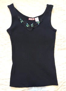 Deb Medium Black Stretch Tank Top Sequin Lace new - Picture 1 of 5