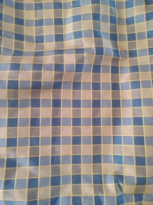 ¿Juego hecho a medida de 3 sedas a cuadros amarillas y azules? Cortinas de tafetán para pliegues 23,5x87 Foto 1 de 4