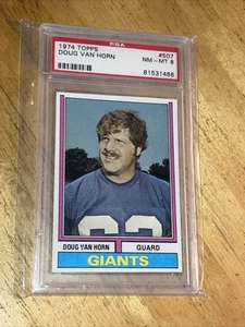 1974 Topps #507 Doug Van Horn PSA 8 casi nuevo-como nuevo New York Giants fútbol americano vintage - Imagen 1 de 4