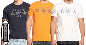 NWT Armani Jeans Graphic Tee Crew Neck Logo SLIM Fit T-Shirt - Picture 1 of 16
