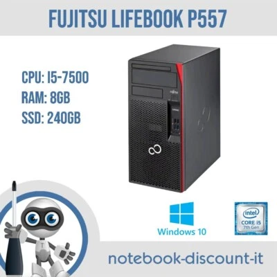 Computer FUJITSU ESPRIMO P557 Core i5-7500 Ram 8gb SSD 240gb Win10 PC GRADO B - Immagine 1 di 4