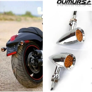 Chrome Amber 20 LED Bullet Turn Signal Light For Harley Chopper Bobber Custom US - Picture 1 of 12