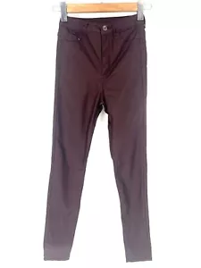 H&M Super Skinny High Waist Jeggings Womens Size 26/30 Burgundy Coated Denim - Picture 1 of 11