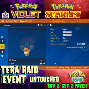 Eevee Tera Raid Event🌟 Mightiest Mark Unrivaled🌟 Pokémon Scarlet & Violet - Picture 1 of 3