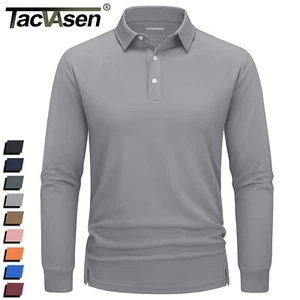 Men's Polo Shirts Golf Quick Dry Long Sleeve T-Shirts Fishing Hiking Work Shirts - Picture 1 of 148