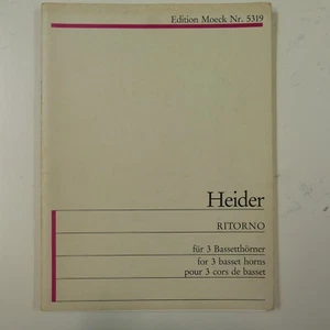 WERNER HEIDER ritorno for 3 basset horns , score & parts - Picture 1 of 1