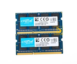 Crucial 8GB(2x 4GB)2RX8 PC3-8500S DDR3 1066Mhz CL7 SODIMM Laptop Memory RAM - Picture 1 of 4
