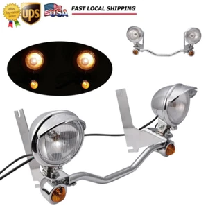 Passing Turn Signals Lamp Fog Spot Light Bar Kit For Harley Road King 1994-2013 - Picture 1 of 11
