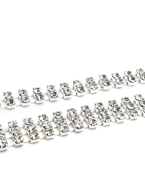 1M SS8 Strass/Strass Cristallo Catenina Argento a Qualità Matrimonio Torta UK - Immagine 1 di 2