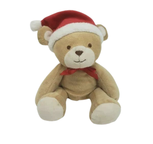 CARTER'S JUST ONE YEAR 91473 BROWN MONKEY CHRISTMAS HAT STUFFED ANIMAL PLUSH TOY - Picture 1 of 6