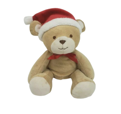 CARTER'S JUST ONE YEAR 91473 BROWN MONKEY CHRISTMAS HAT STUFFED ANIMAL PLUSH TOY - Image 1 of 4
