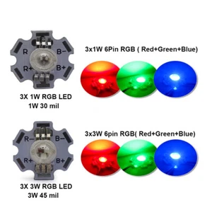 3W 6Pin RGB LED High Power LED Chip Leuchtdiode mit 20mm Platine - Bild 1 von 6