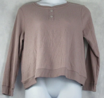 Alfani Women's Thermal Waffle Knit Henley Pajama Top, Dusty Lavender, XXL Foto 1 de 2