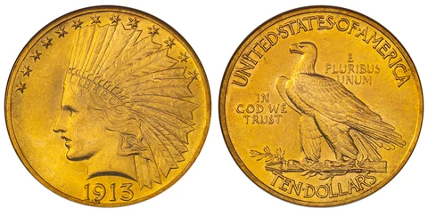 1913 AV $10, Eagle. NGC MS64 Saint-Gaudens Philadelphia IGWT KM 130 Cover