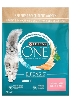 2,8 kg Purina ONE Adult 1+ reich an Lachs (€ 8,63/kg) Trockenfutter für Katzen - Bild 1 von 2