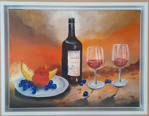 Obstschale Stillleben Leinwandbild Bernhard Gerner 30 x 40 cm Braun Orange Kunst - Bild 1 von 9