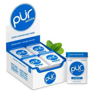 PUR Mints Aspartame Free Peppermint with Xylitol Sugar Free 30 Pieces,Pack of 12 - Picture 1 of 1